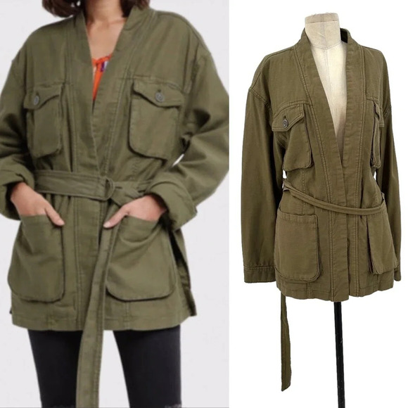 Free People In Our Nature Cargo Jacket in Olive Green Size‎ Small - Picture 1 of 14